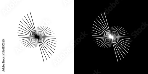 Dynamic abstract spiral sound wave rhythm lines. Circular spiral sound wave rhythm of lines. Circular futuristic abstract lines, black and white background.