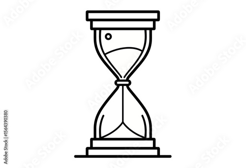 A clean black and white line art icon of an hourglass, representing the concept of time, deadlines, and patience for modern web design or app interfaces.
