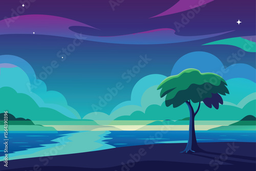 tropical island with palm tree