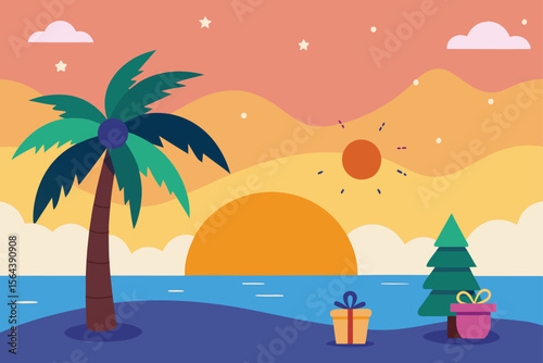 vector illustration of a tropical island
