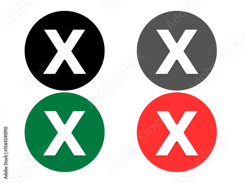 White X Symbol Icon Set Check Mark Button UI Design
