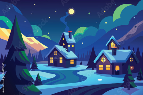 winter landscape with houses