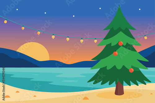 winter landscape with christmas tree