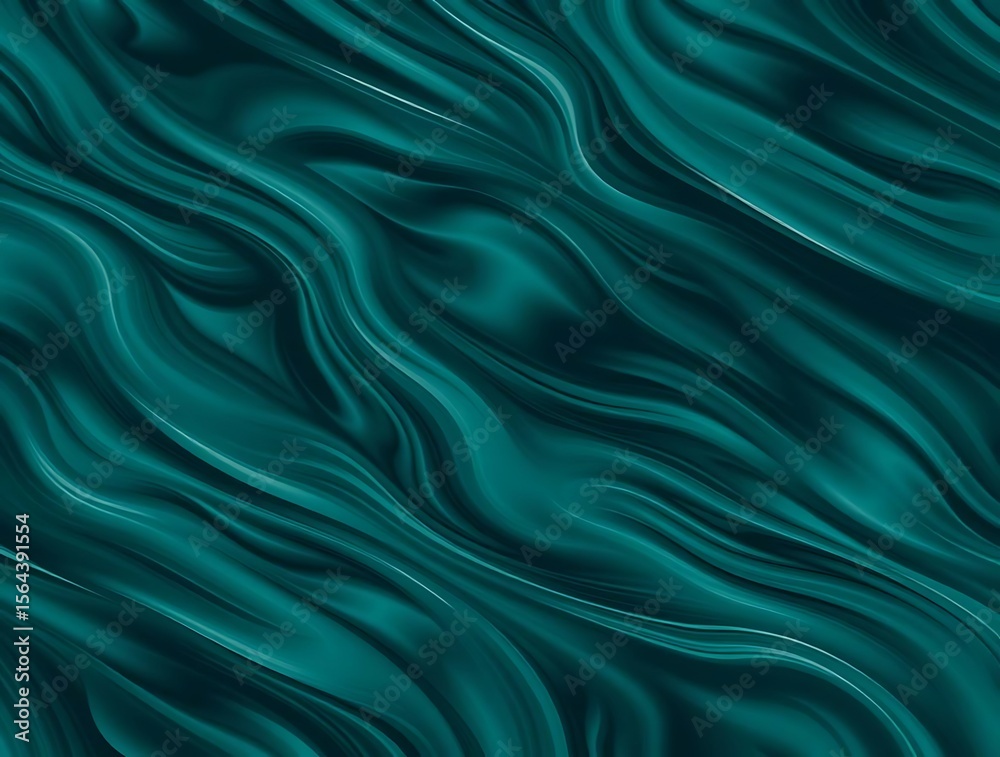 Obraz premium Teal liquid art movement, dark turquoise waves pattern background