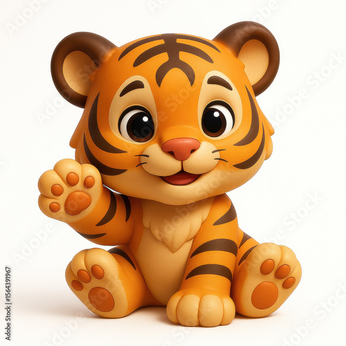 cute tiger 3D isolated on translucent