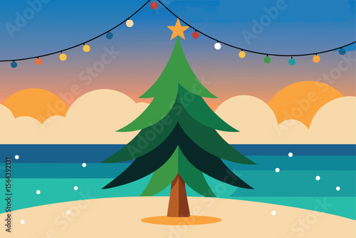 vector illustration of a tropical beach