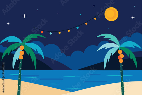 tropical beach with palm trees