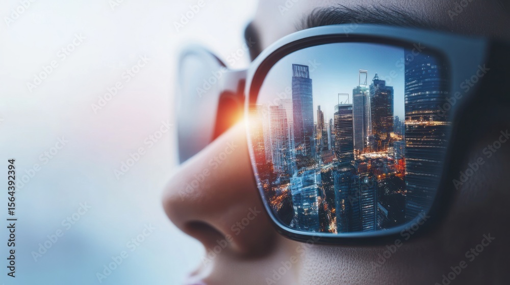 Cityscape Reflection in Sunglasses, A Modern Urban Perspective Cityscape Reflection in Sunglasses, A Modern Urban Perspective