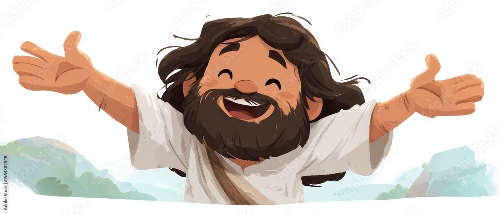 Obraz premium Happy Jesus caricature