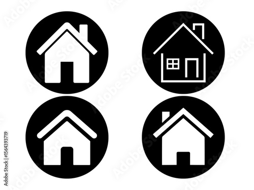 Black and white house icon set simple home graphics