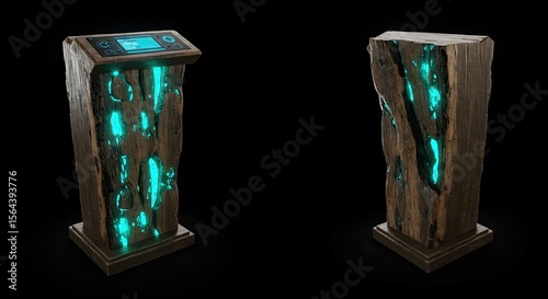 Wooden podium with glowing interior
