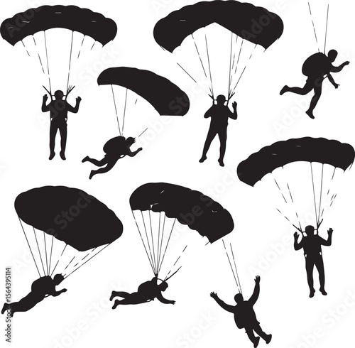 Skydiver in Freefall Silhouette

Parachuting Adventure Vector Design

Extreme Skydiving Action Illustration

High Altitude Parachute Jump Silhouette

Adrenaline Rush Skydiver Art