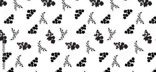 seamless pattern design with hand drawing flower in fill mode on a transparent background