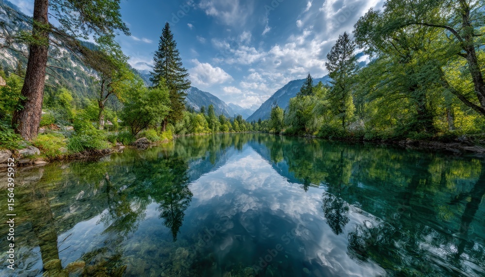 Serene mountain lake reflecting sky Serene mountain lake reflecting sky