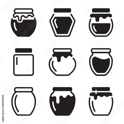 Honey Jar Icons for Organic Food
