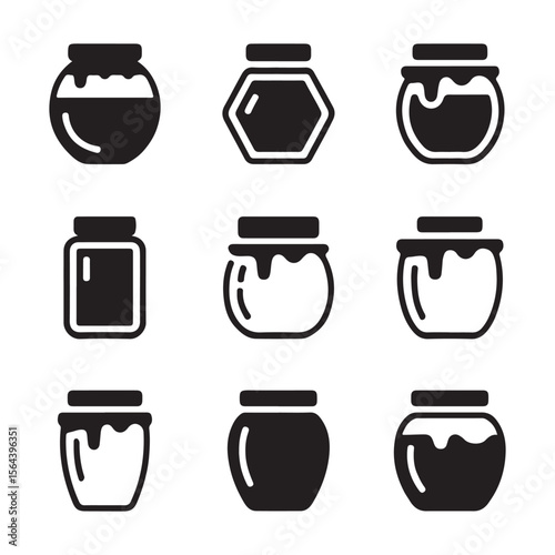 Honey Jar Icons for Organic Food
