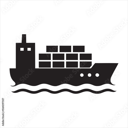 Container Ship Global Shipping Logistics Icon