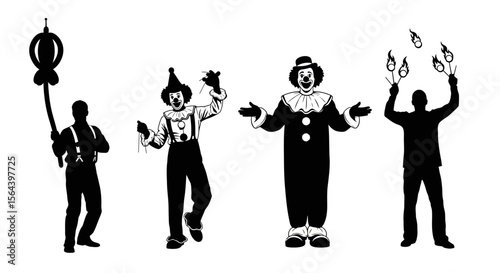 Silhouette Collection Circus Performers, Clowns, Jugglers, and More
