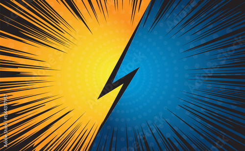 Dynamic Comic Book Style Background with Opposing Colors
