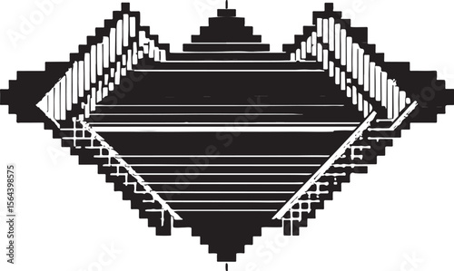 Black and white abstract background with a geometric pixel pattern and a modern computer mouse pointer icon design