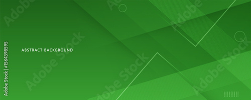 Green abstract background with geometric shapes gradient color for presentation design. Suit for business, corporate.