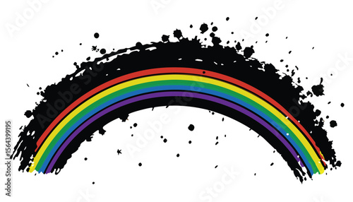 Abstract rainbow color wave vector illustration background design with colorful curve lines and paint texture