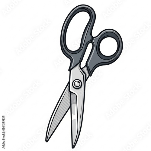 illustration of scissors with a unique and simple shape in black and on a white background