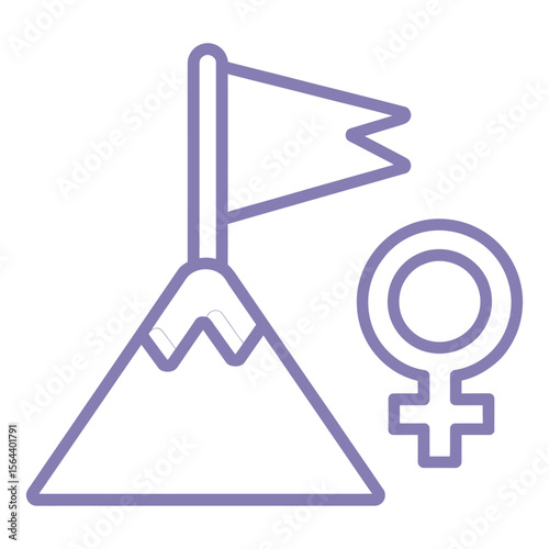 Success Icon. Modern Feminism Symbol, Two Tone Vector Design

