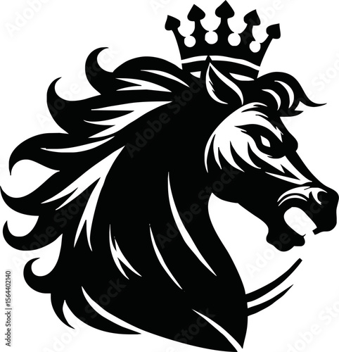 Wallpaper Mural silhouette horse with crown vector logo isolated on white background.logo of horse with a crown. black horse logo. Torontodigital.ca