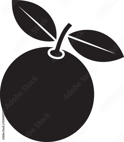 A Captivating Silhouette of a Citrus Fruit with Leaves on a Transparent Backdrop, Evoking Freshness and Simplicity in a Modern, Clean Design for Various Creative Applications