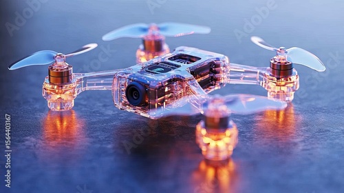 Design a clear drone casing with internal status lights. 