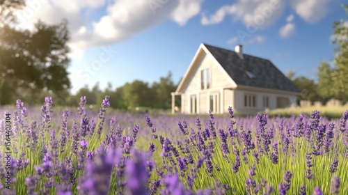 Serene Home in Lavender Field, A Pictorial Ode to Nature's Beauty