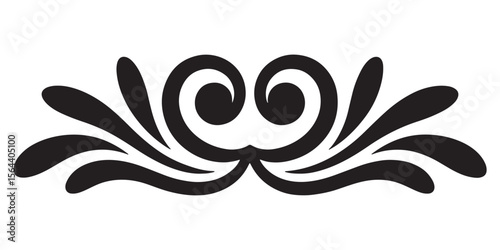 Elegant Flourish Design A Symmetrical Vector Ornament with Curving Lines and Swirls Evoking Vintage Style and Decorative Flair