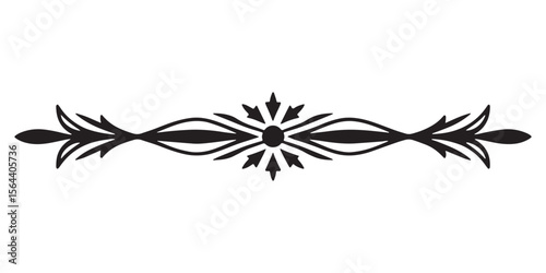 Elegant Decorative Divider with Symmetrical Floral Motifs and Swirling Flourishes, Perfect for Invitations, Stationary, and Graphic Design Projects Requiring a Touch of Sophistication