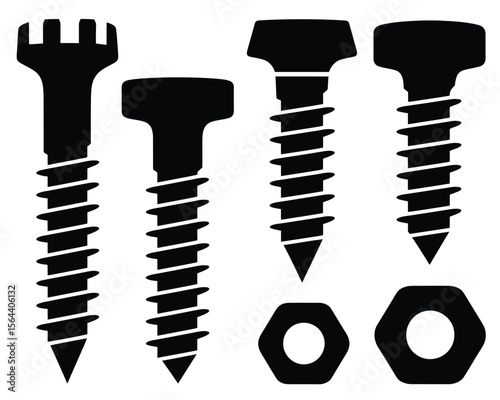 Construction Hardware Essentials: Screw & Bolt Vector Set