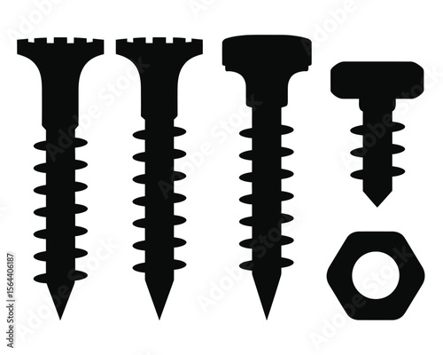 Minimalist Hardware Vector Collection: Screws & Nuts