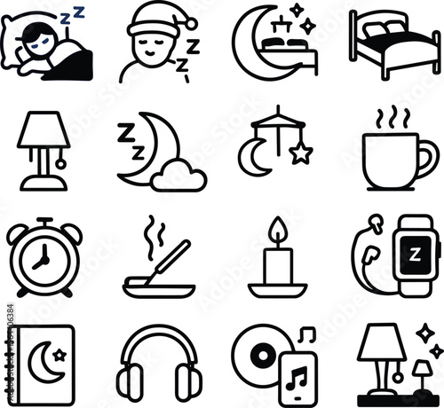 Sweet Dreams A Collection of Sleep Icons and Symbols for Relaxation and Restful Nights