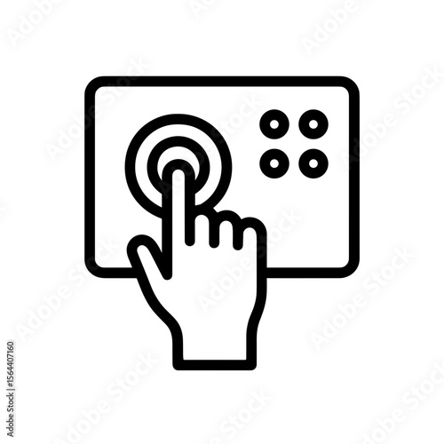 Outline icon of hand touching smart control panel – home automation interface