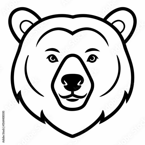 Kamchatka Brown Bear Head Line Art on White Background – Russian Wildlife Vector