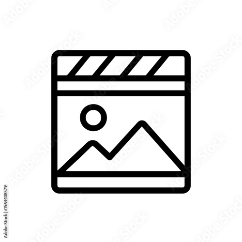 Outline icon of smart scene mode with window and landscape – automated environment setup