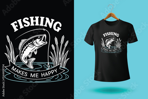 T-shirt design of a freshwater fish vector t shirt design of bass fishing