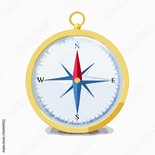 Classic Compass Rose: A classic golden compass with a detailed rose design, perfect for travel, adventure, or navigation themes.  The compass needle points north. 