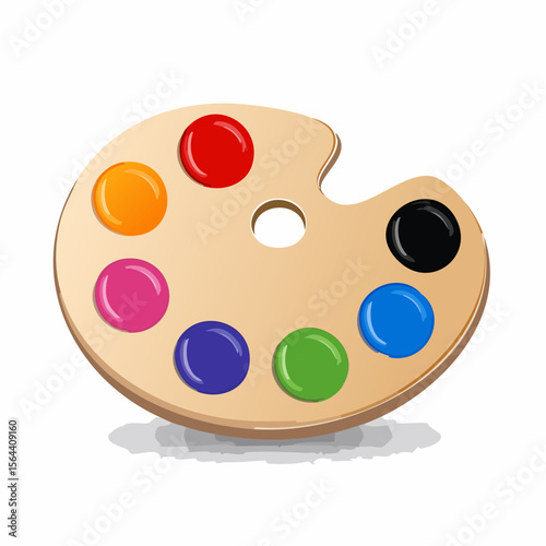 Palette of Colors: a vibrant display of art tools, with an artistic palette loaded with bright, colorful hues, capturing the essence of creativity and artistic expression.