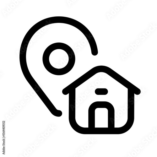 home location icon with line style, perfect for user interface projects