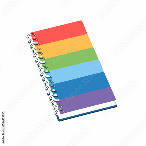 Colorful notebook for creative writing: A rainbow-striped spiral notebook on a table, inviting inspiration and colorful note-taking, symbolizing creativity and the joy of writing.
