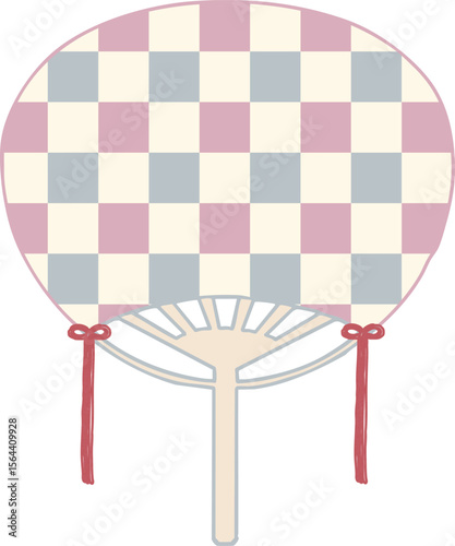 Japanese hand fan - Checkerboard -pink