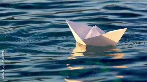 paper boat on the water ai generative