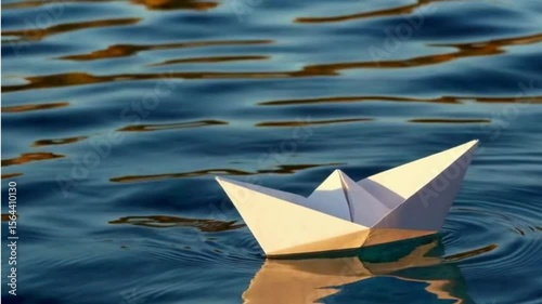 paper boat on the water ai generative
