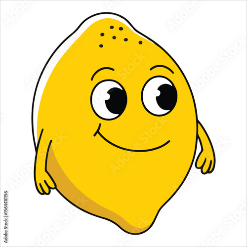 Adorable kawaii lemon cartoon character vector. Playful citrus fruit illustration with cute face for food mascots and cheerful designs.