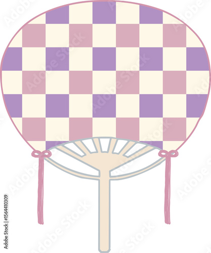 Japanese hand fan - Checkerboard -purple